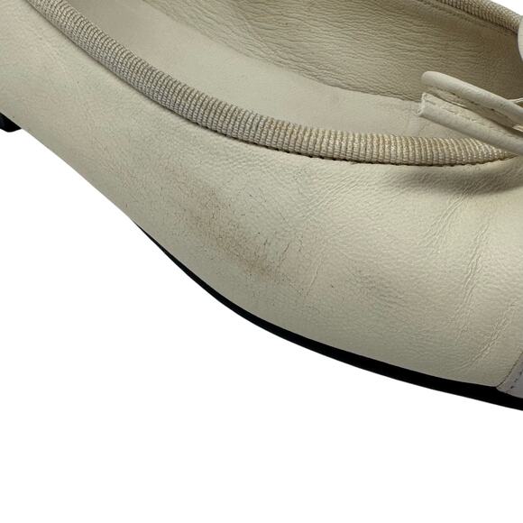 Chanel Classic Beige & Taupe Patent Cap Toe Ballet Flats Sz 37 Two Tone CC Logo - Picture 7 of 14